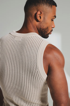 Crochet Knitted Vest in Neutral