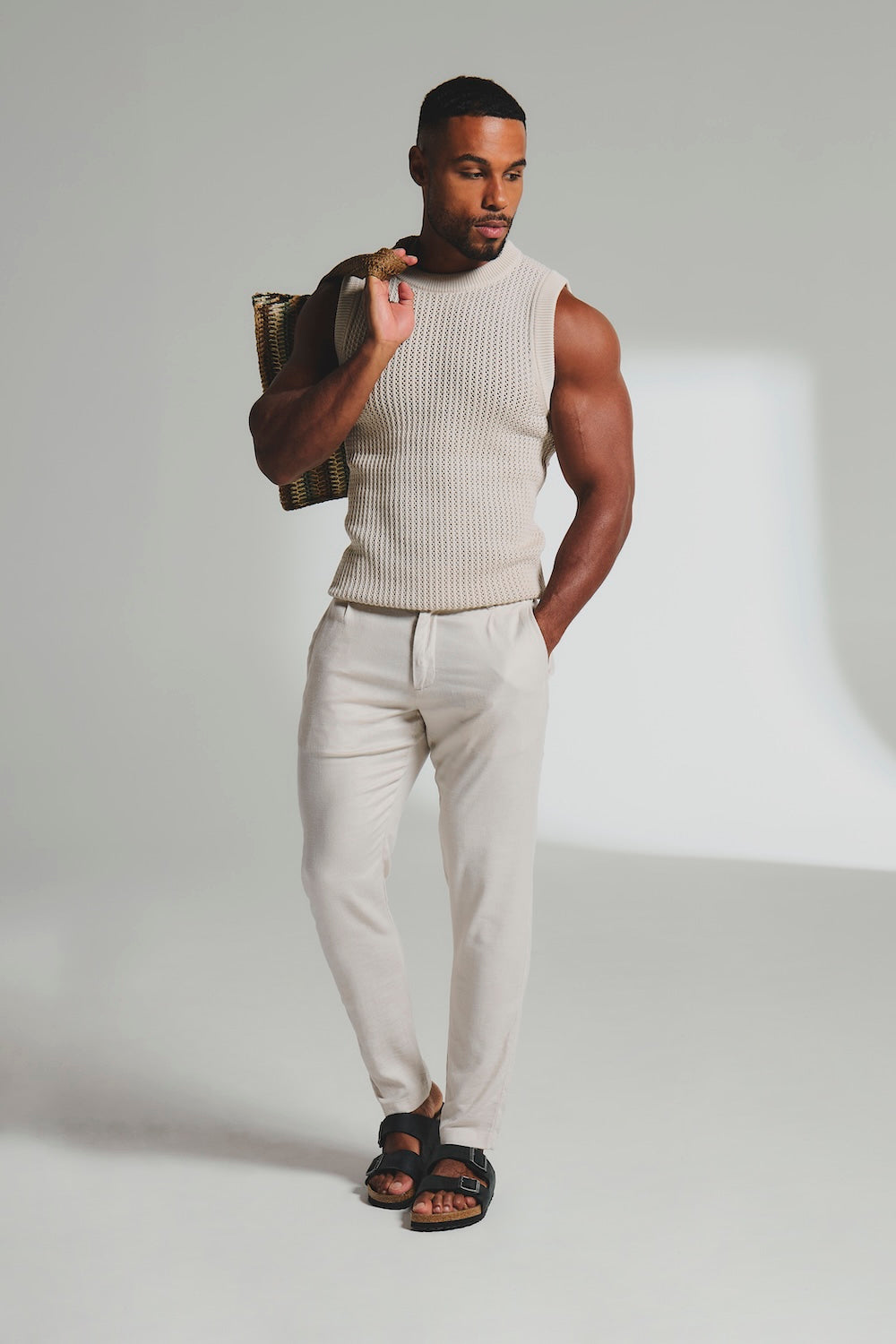 Crochet Knitted Vest in Neutral