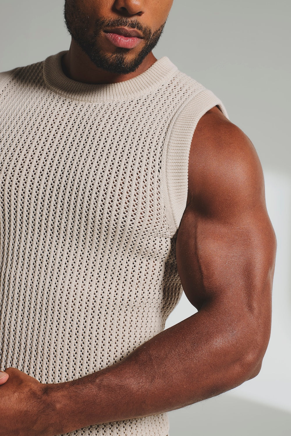 Crochet Knitted Vest in Neutral