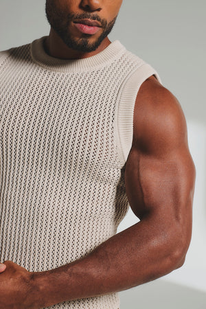 Crochet Knitted Vest in Neutral