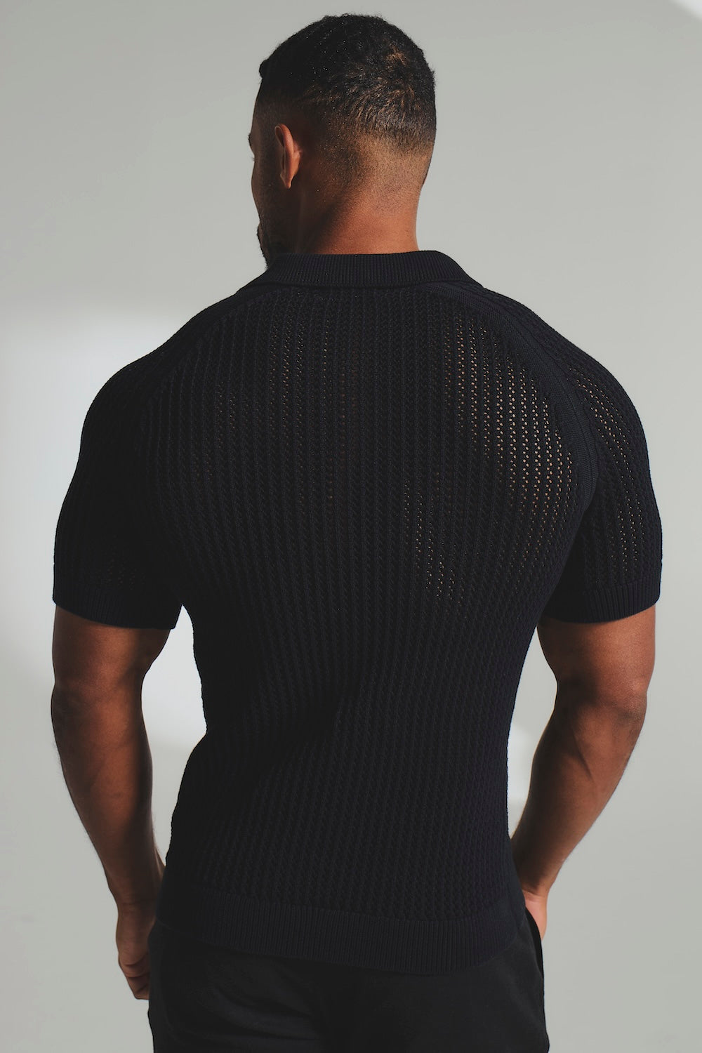 Crochet Knitted Shirt in Black