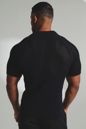 Crochet Knitted Shirt in Black