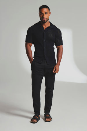 Crochet Knitted Shirt in Black