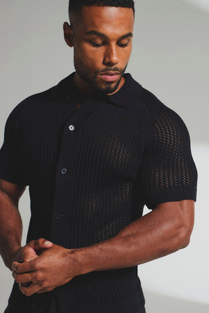 Crochet Knitted Shirt in Black