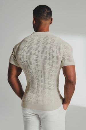 Geo Crochet Knitted Shirt in Neutral