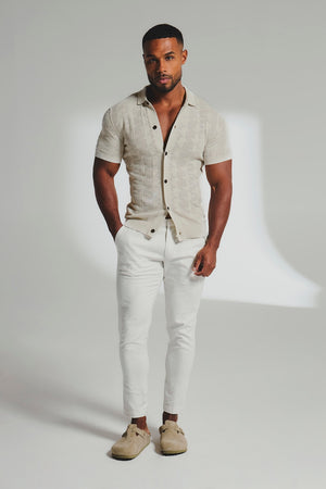 Geo Crochet Knitted Shirt in Neutral