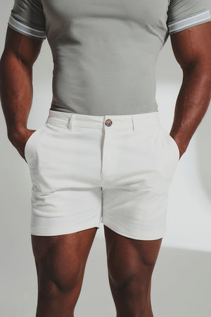 Muscle Fit Chino Shorts - Shorter Length in Chalk