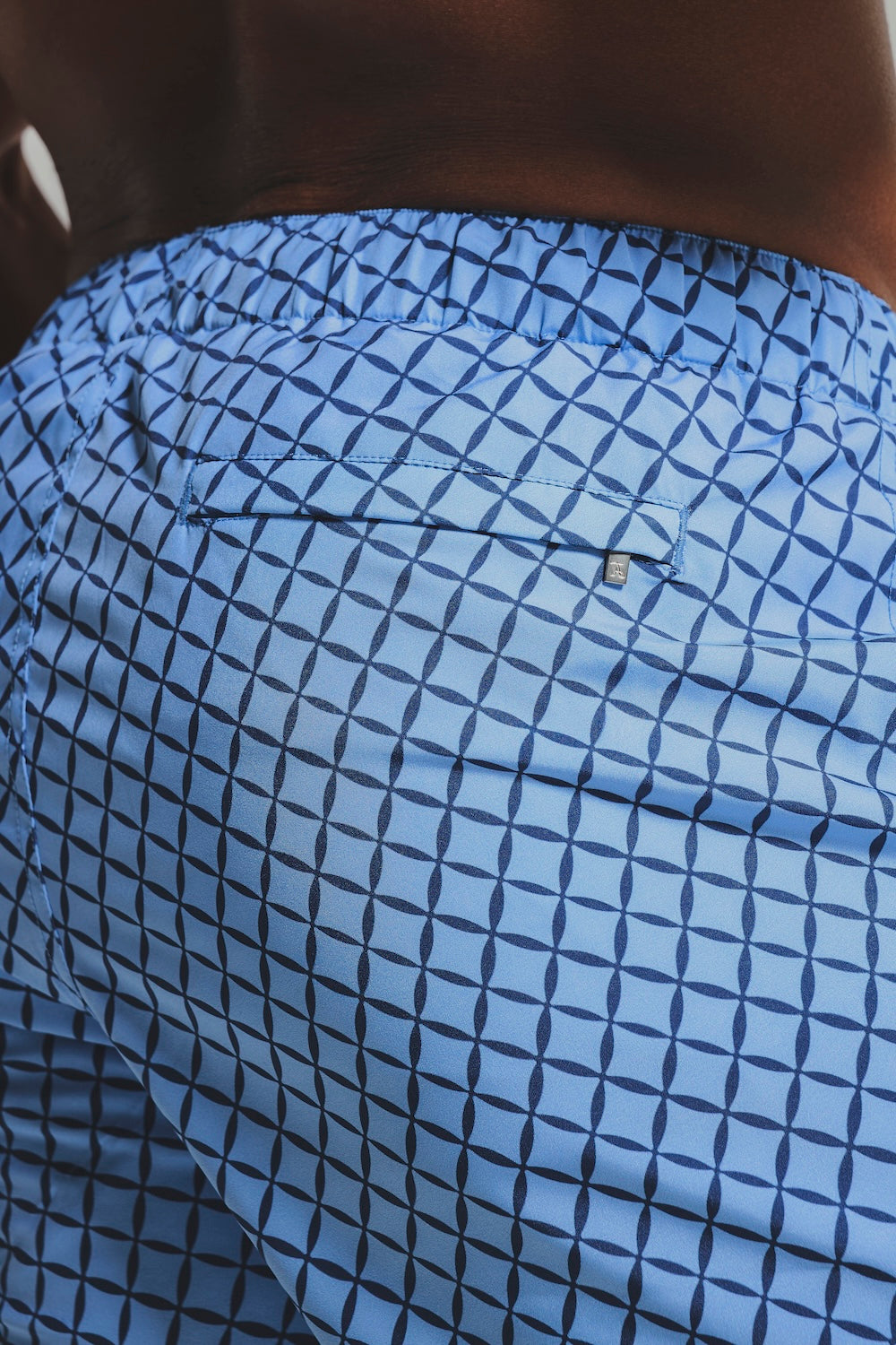 Quick Dry Printed Circle Geo Swim Short in Blue