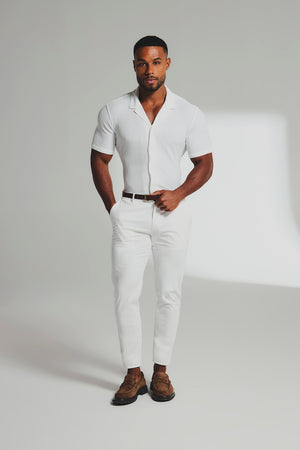 Textured Cuban Collar Shirt in White