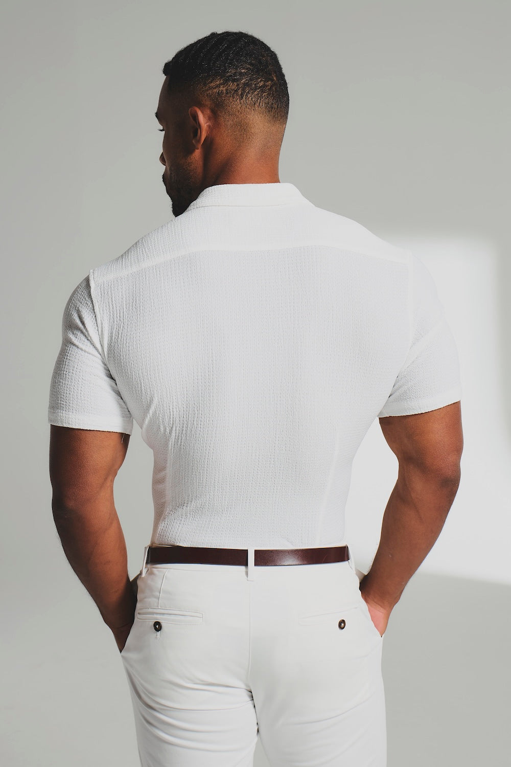 Textured Cuban Collar Shirt in White