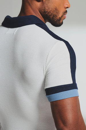 Colour Blocked Zip Neck Polo Shirt
