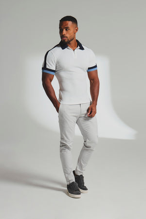 Colour Blocked Zip Neck Polo Shirt