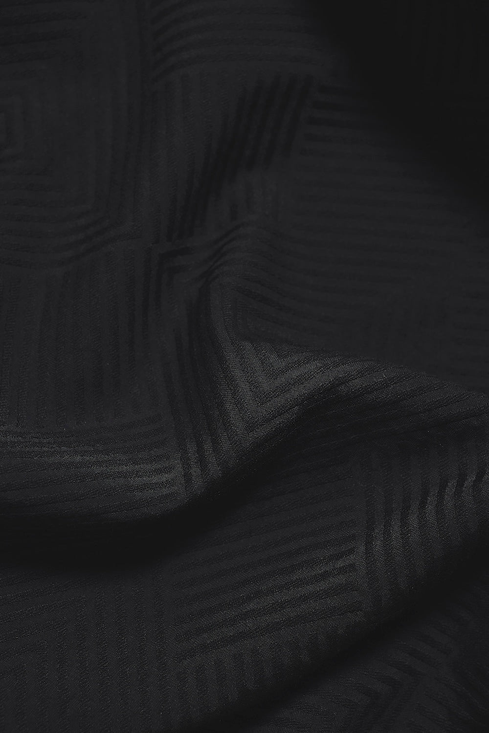 Woven Textured Cuban Collar Shirt in Black