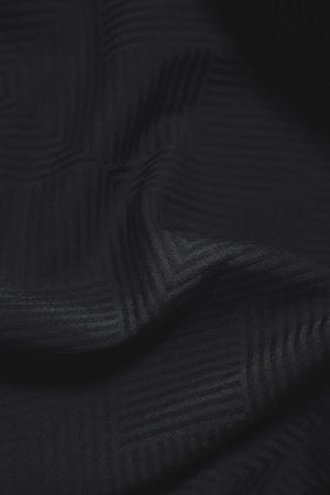 Woven Textured Cuban Collar Shirt in Black