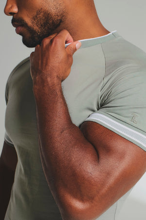 Tipped Fashion Fit T-Shirt in Sage / White