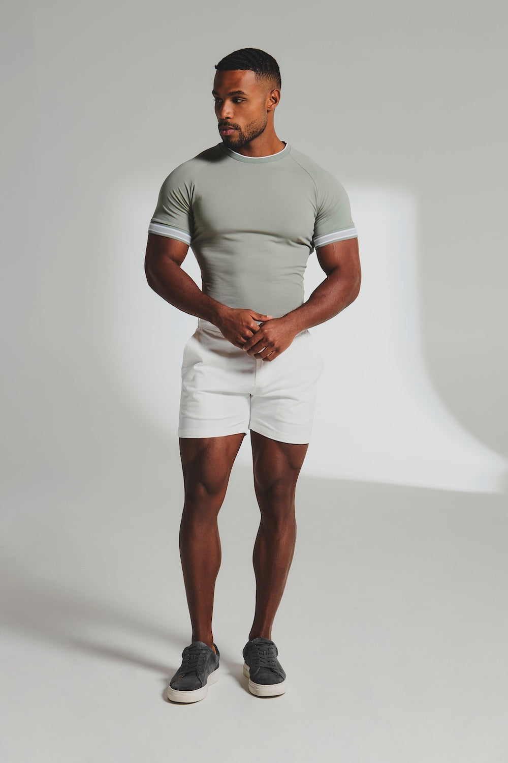 Tipped Fashion Fit T-Shirt in Sage / White