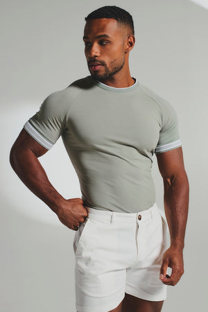 Tipped Fashion Fit T-Shirt in Sage / White