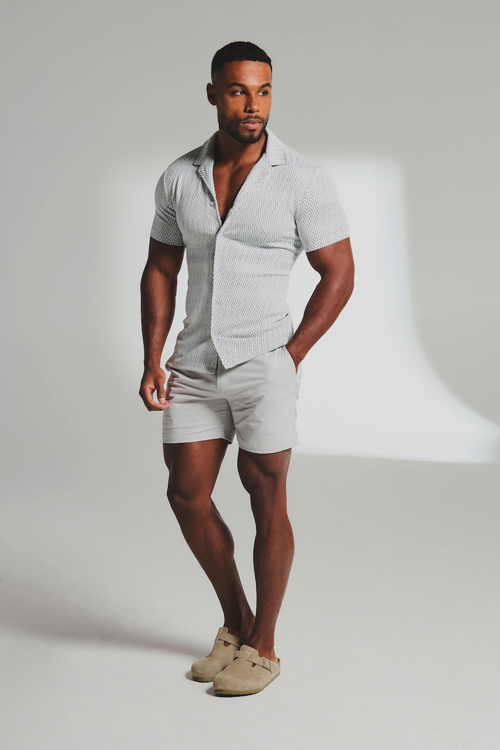 Smart Chino Side Adjuster Shorts in Dove Grey