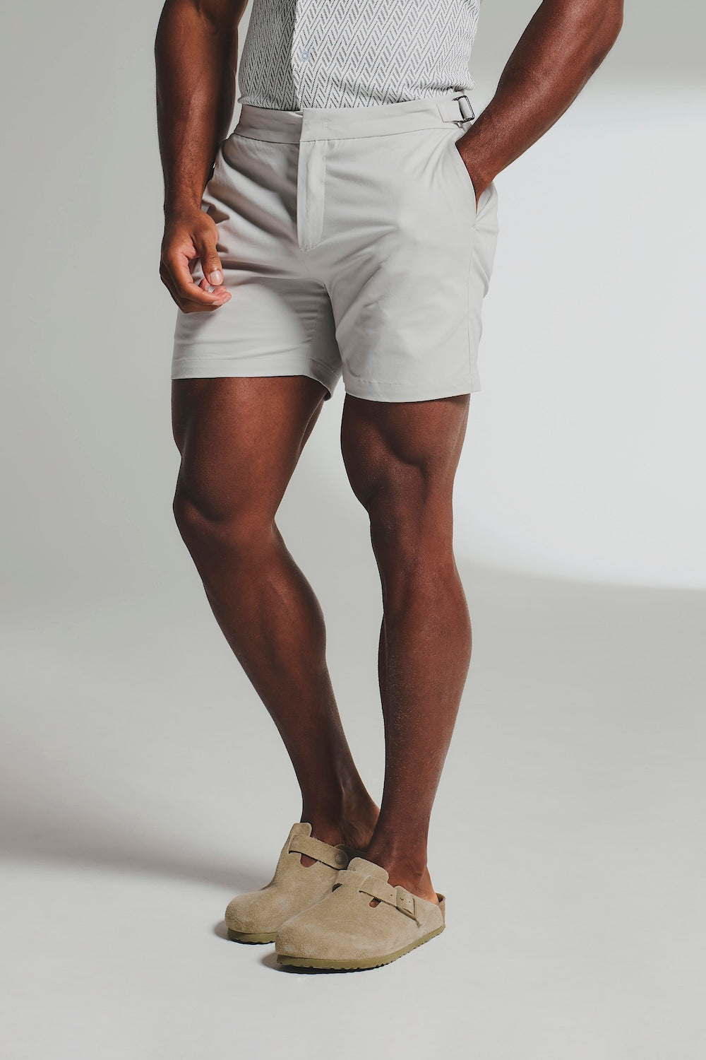 Smart Chino Side Adjuster Shorts in Dove Grey