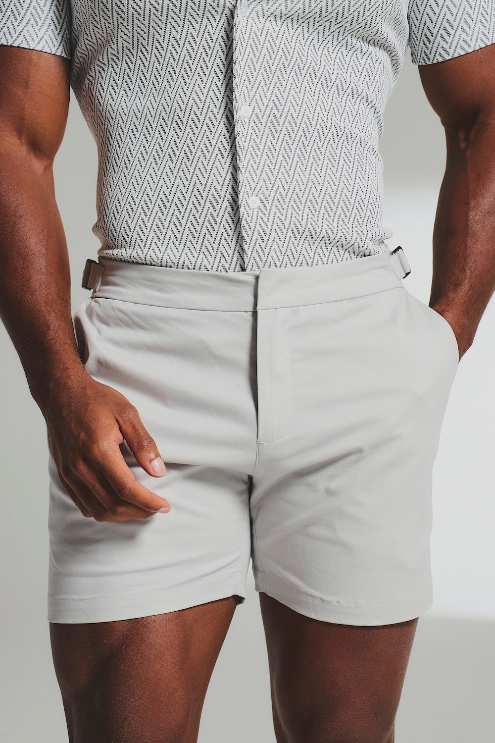 Smart Chino Side Adjuster Shorts in Dove Grey