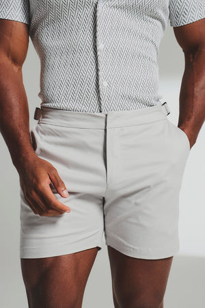 Smart Chino Side Adjuster Shorts in Dove Grey