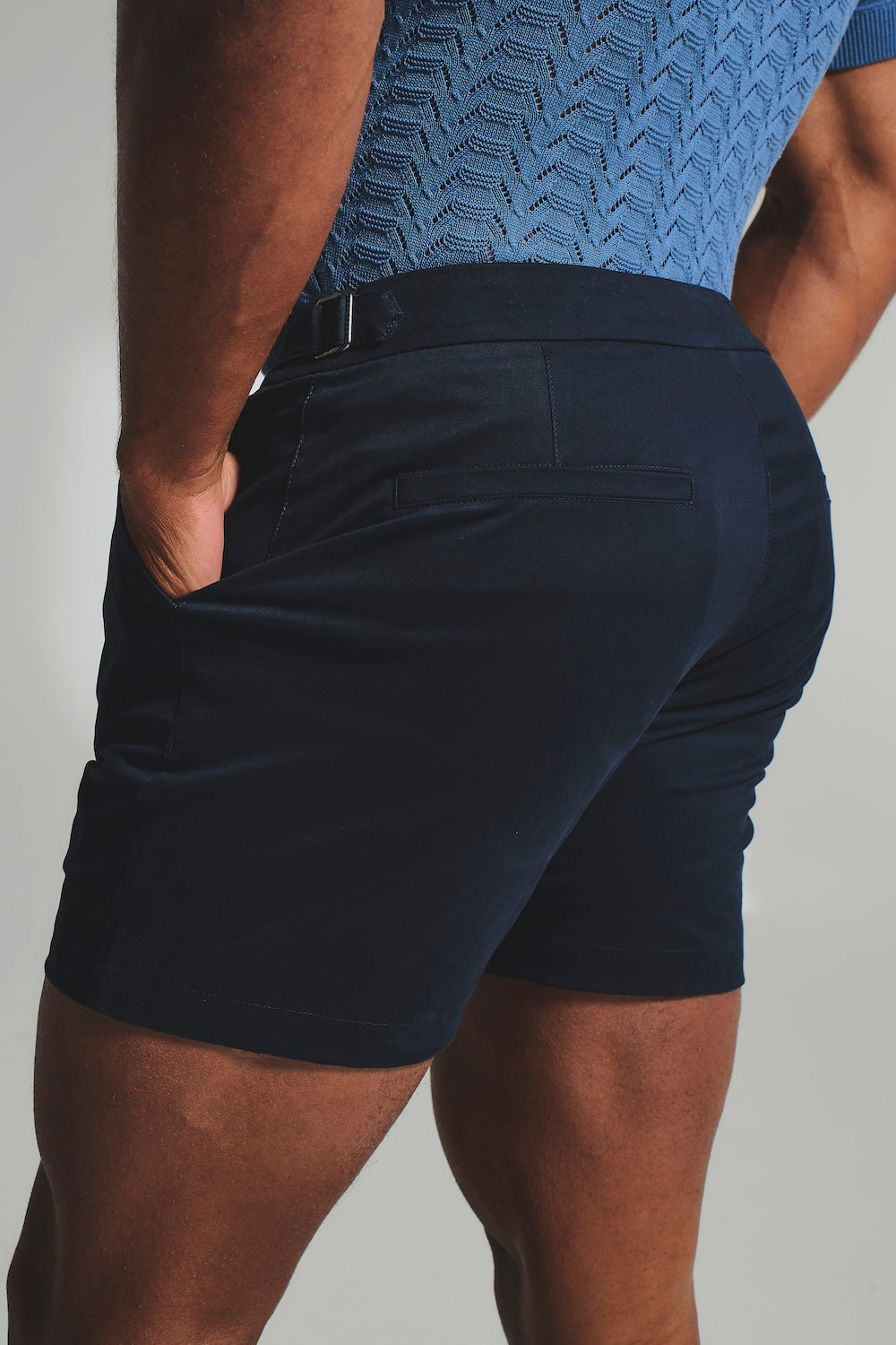 Smart Chino Side Adjuster Shorts in Navy