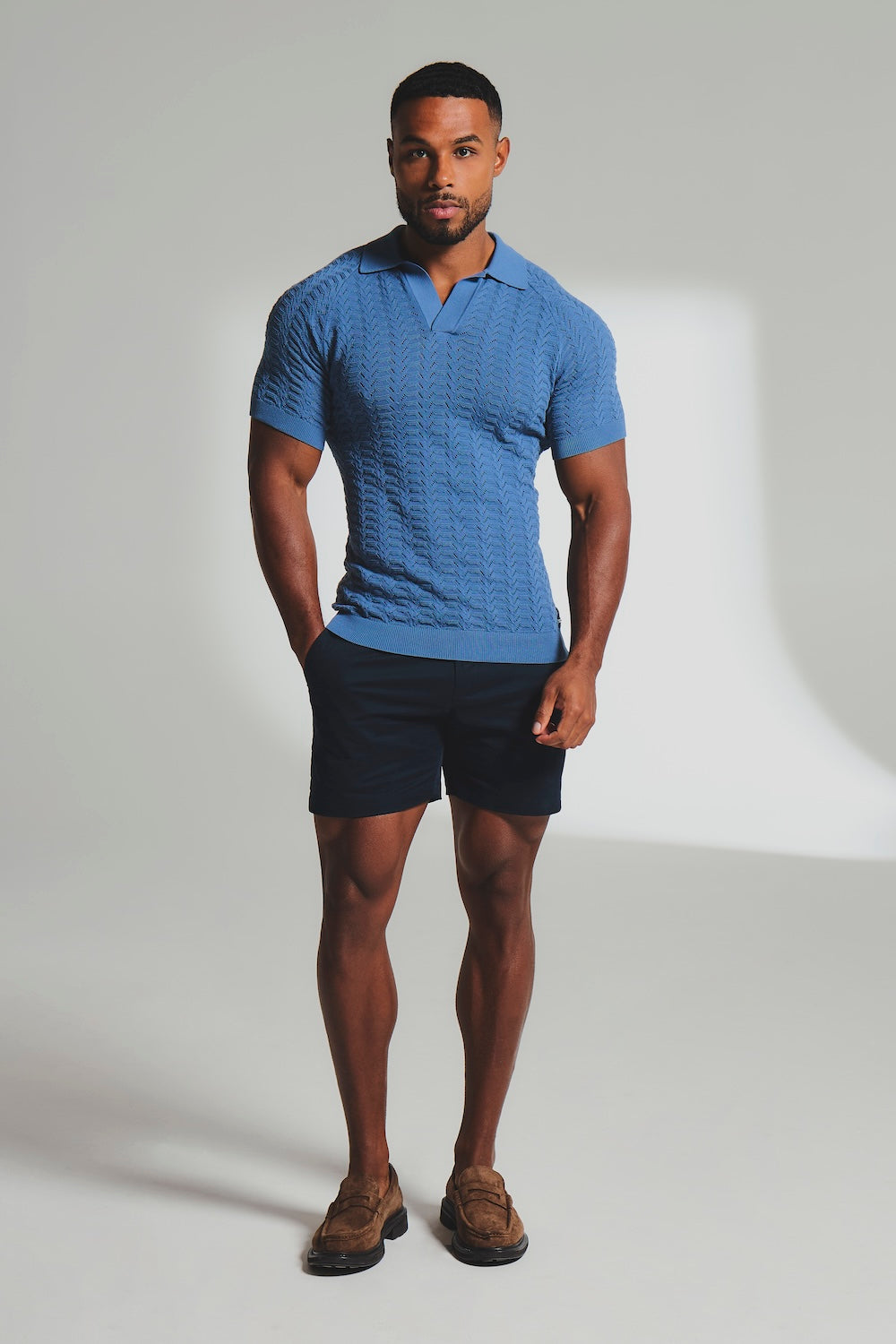 Smart Chino Side Adjuster Shorts in Navy
