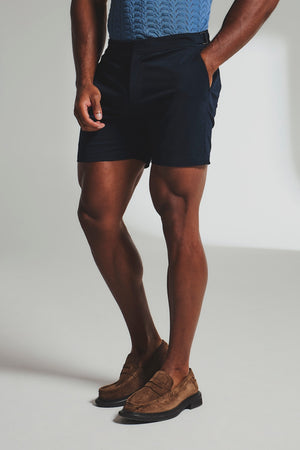 Smart Chino Side Adjuster Shorts in Navy