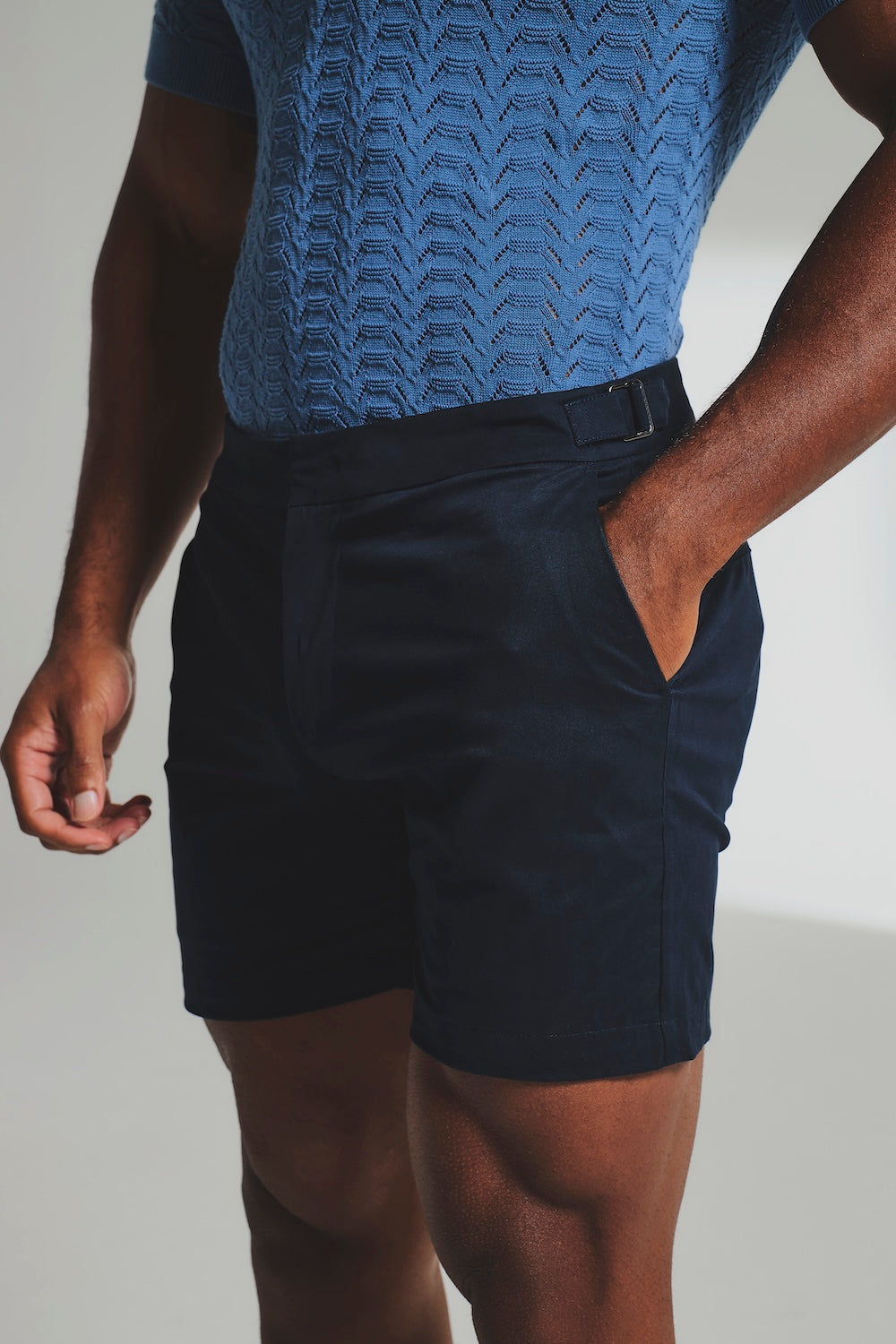 Smart Chino Side Adjuster Shorts in Navy
