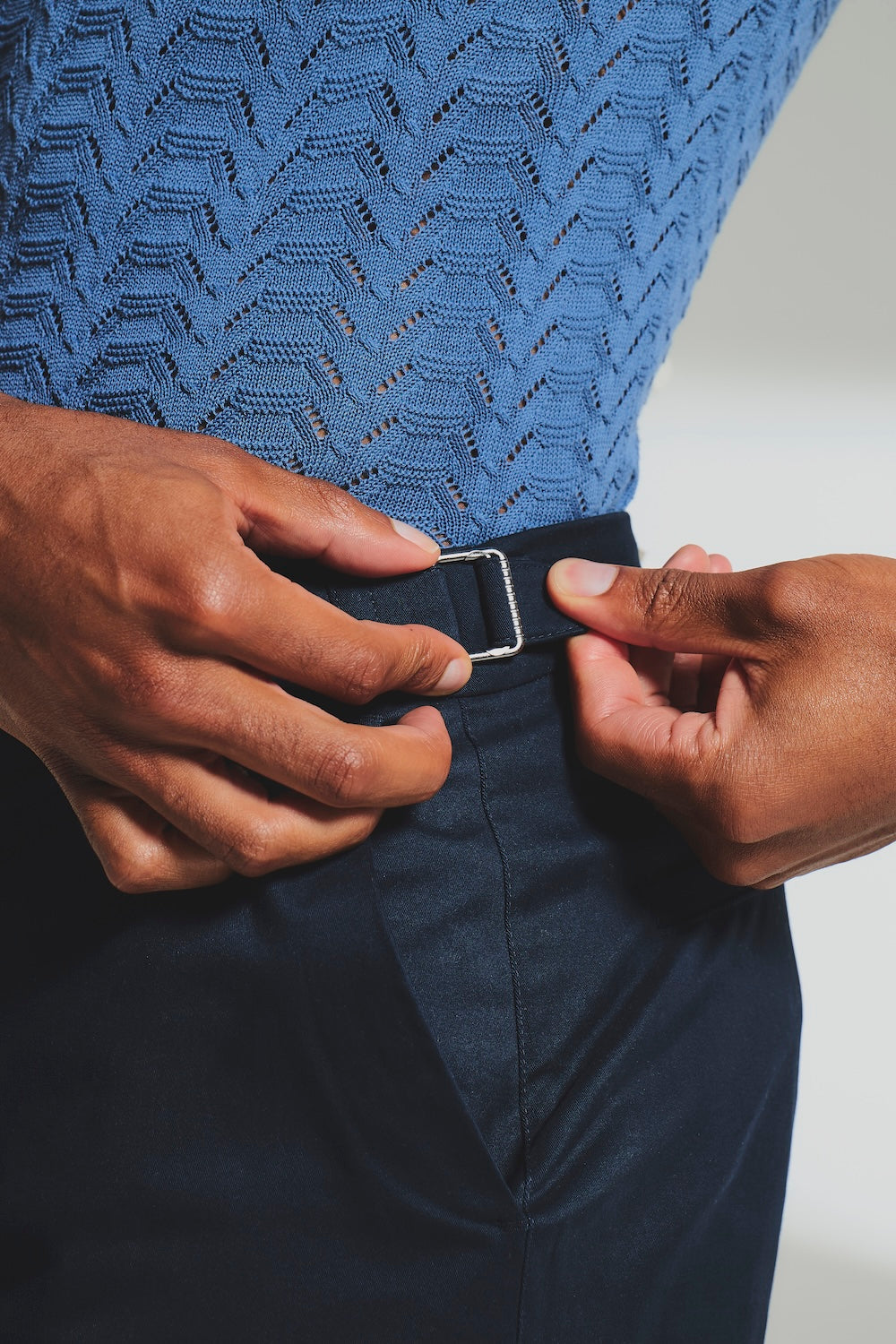 Smart Chino Side Adjuster Shorts in Navy
