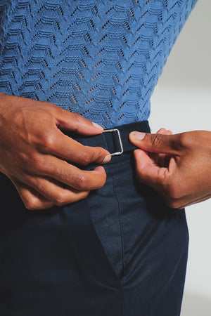 Smart Chino Side Adjuster Shorts in Navy
