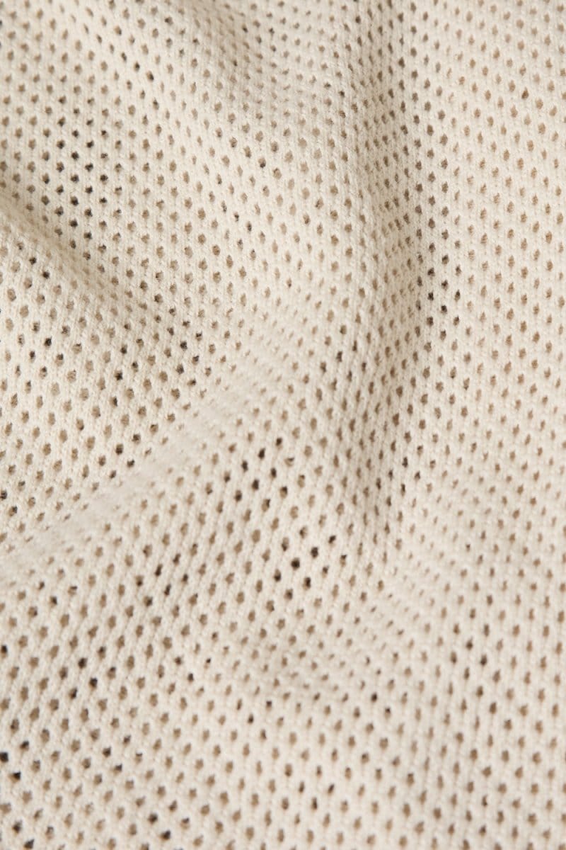 Open Stitch Cuban Collar Knitted Shirt in Stone - TAILORED ATHLETE - ROW