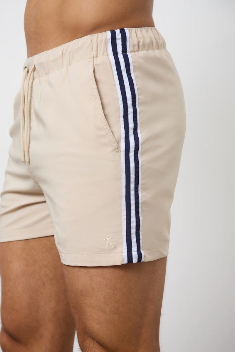 Twin Stripe Swim Short in Stone - TAILORED ATHLETE - ROW