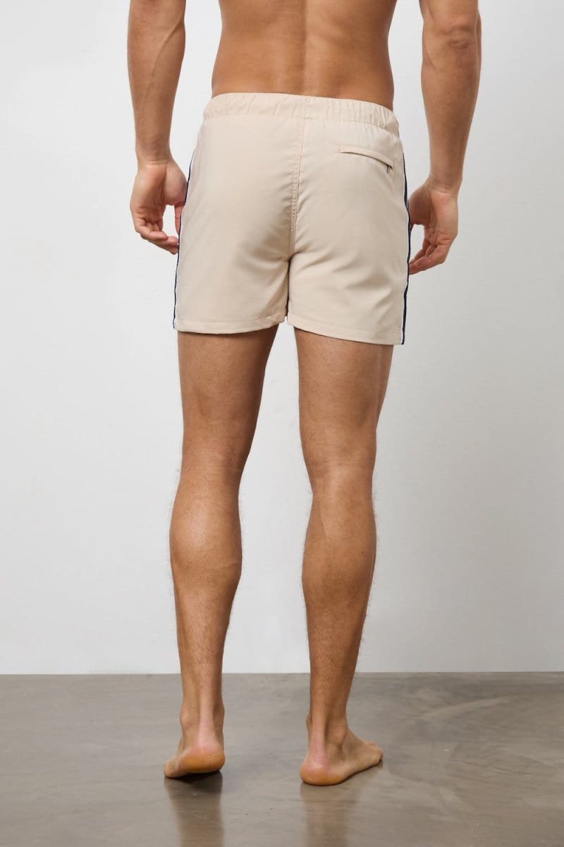 Twin Stripe Swim Short in Stone - TAILORED ATHLETE - ROW