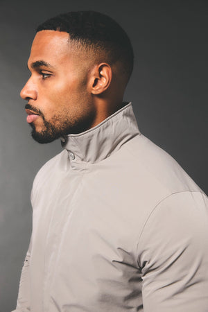 Shower Resistant Funnel Neck Jacket in Pebble Grey
