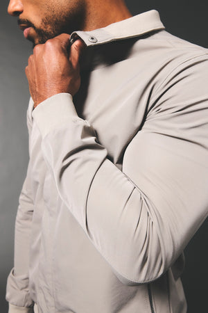 Shower Resistant Funnel Neck Jacket in Pebble Grey