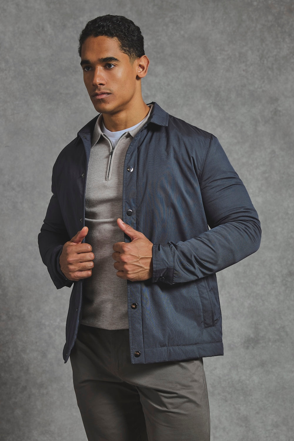 Shower Resistant Padded Coat Jacket in Navy