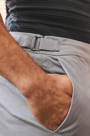 Smart Chino Side Adjuster Trousers in Pale Grey