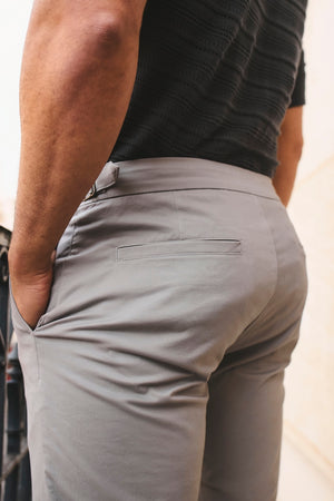 Smart Chino Side Adjuster Trousers in Pale Grey