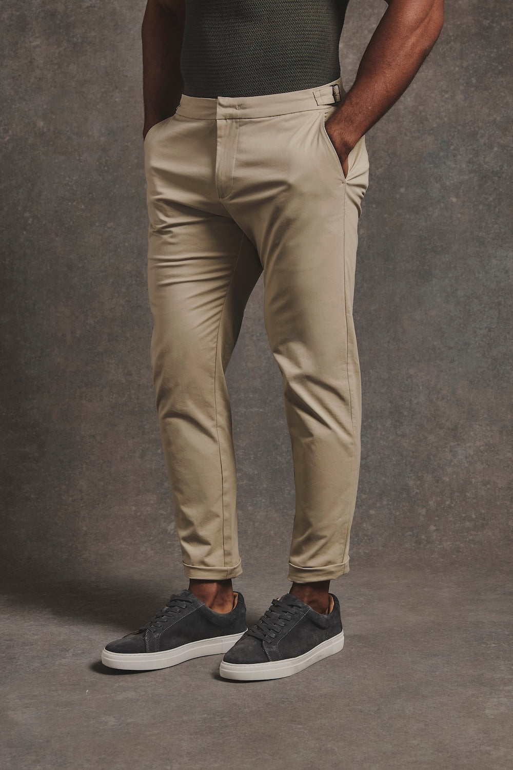 Smart Chino Side Adjuster Trousers in Stone