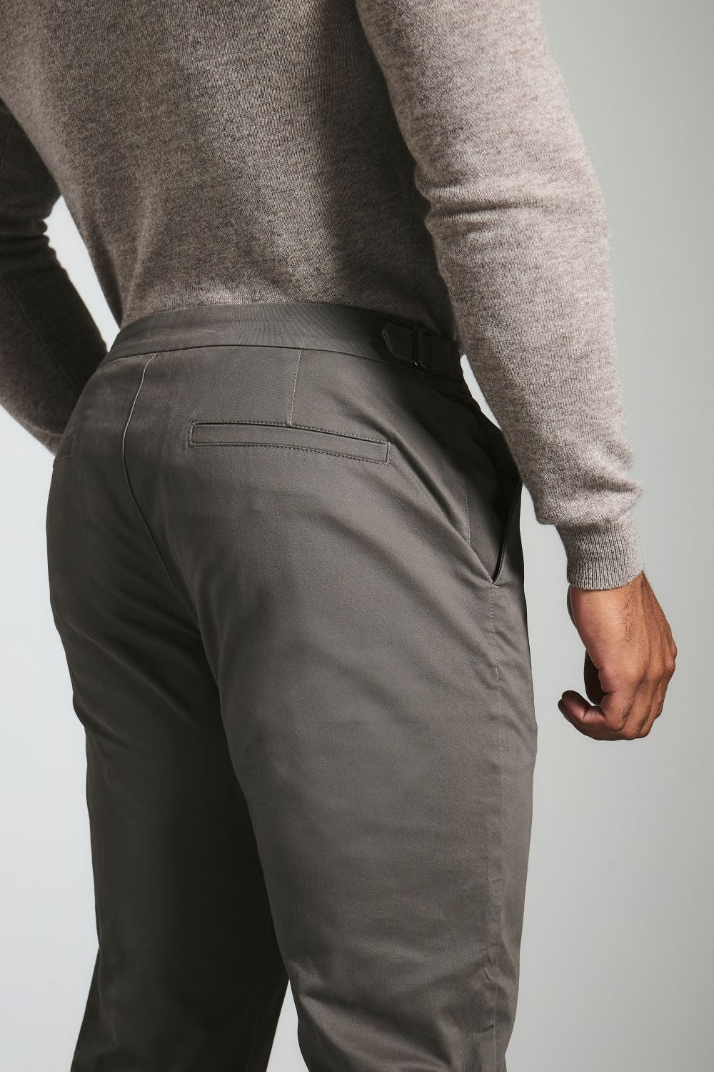 Smart Chino Side Adjuster Trousers in Mocha