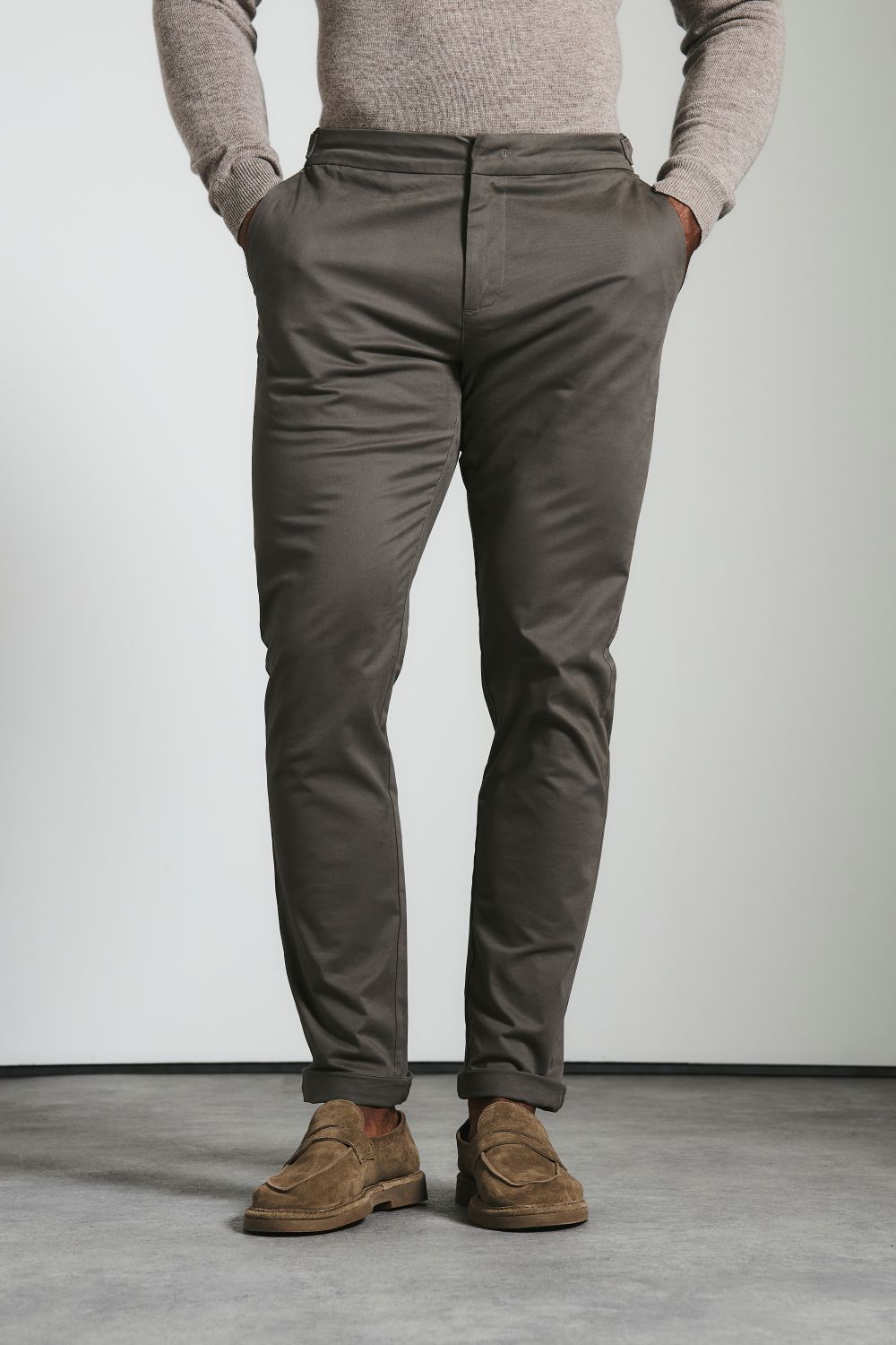 Smart Chino Side Adjuster Trousers in Mocha
