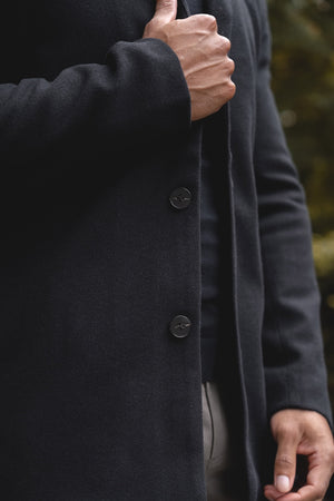 Single Breasted Overcoat in Black