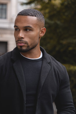 Single Breasted Overcoat in Black