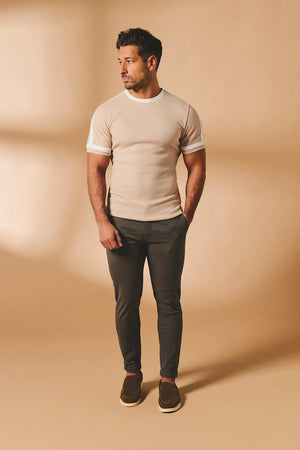 Smart Chino Side Adjuster Trousers in Mocha