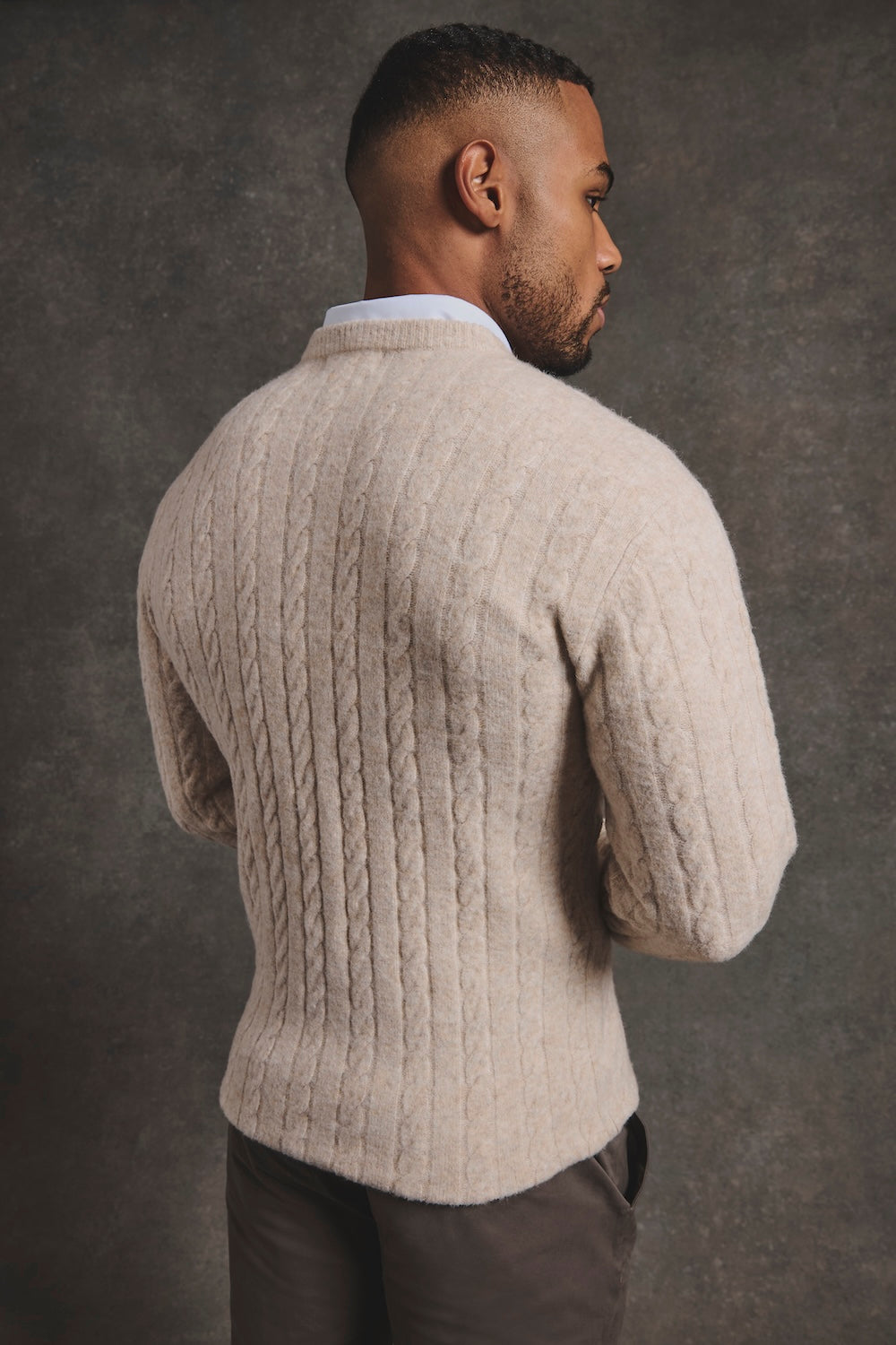 Soft Cable Crew Neck Jumper in Neutral