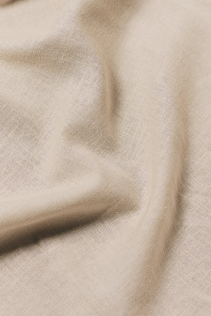 Stretch Linen Blend Cuban Collar Shirt in Stone