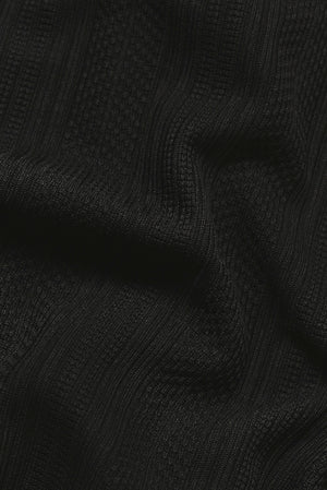 Stripe Patterned Cuban Collar Shirt in Black