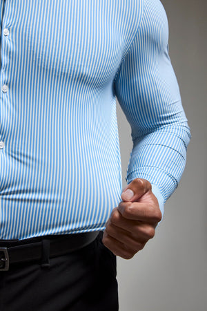 Striped Stretch Formal Shirt in Blue