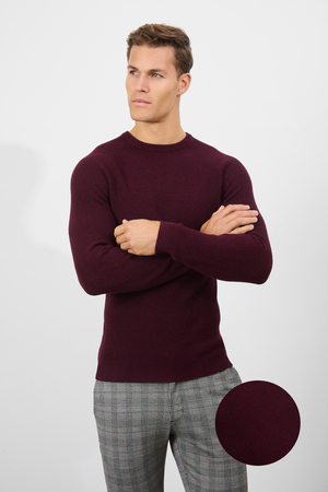 Textured Cotton Crew Neck in Burgundy - TAILORED ATHLETE - ROW